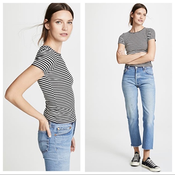 FREE PEOPLE BOHO STRIPE TEE RIB KNIT TOP A2C - Picture 10 of 16